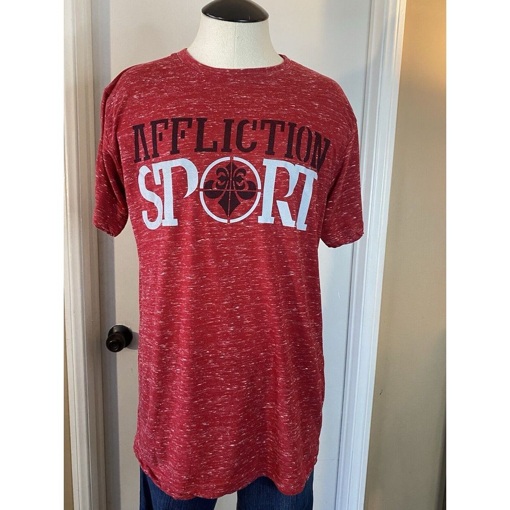 Affliction Sport T Shirt Mens Medium M Short Sleeve Graphic Red Wash